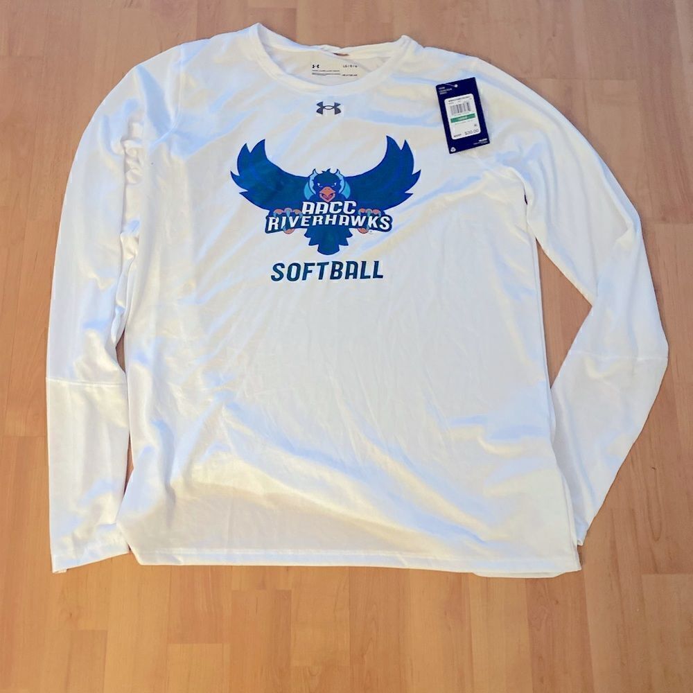 Under Armour Women’s Graphic Long Sleeve T Shirt AACC Riverhawks Softball L NWT